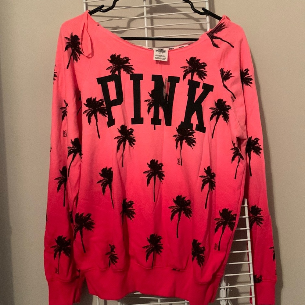 Victoria’s Secret Sweatshirt pink with palm trees - size small - NWT